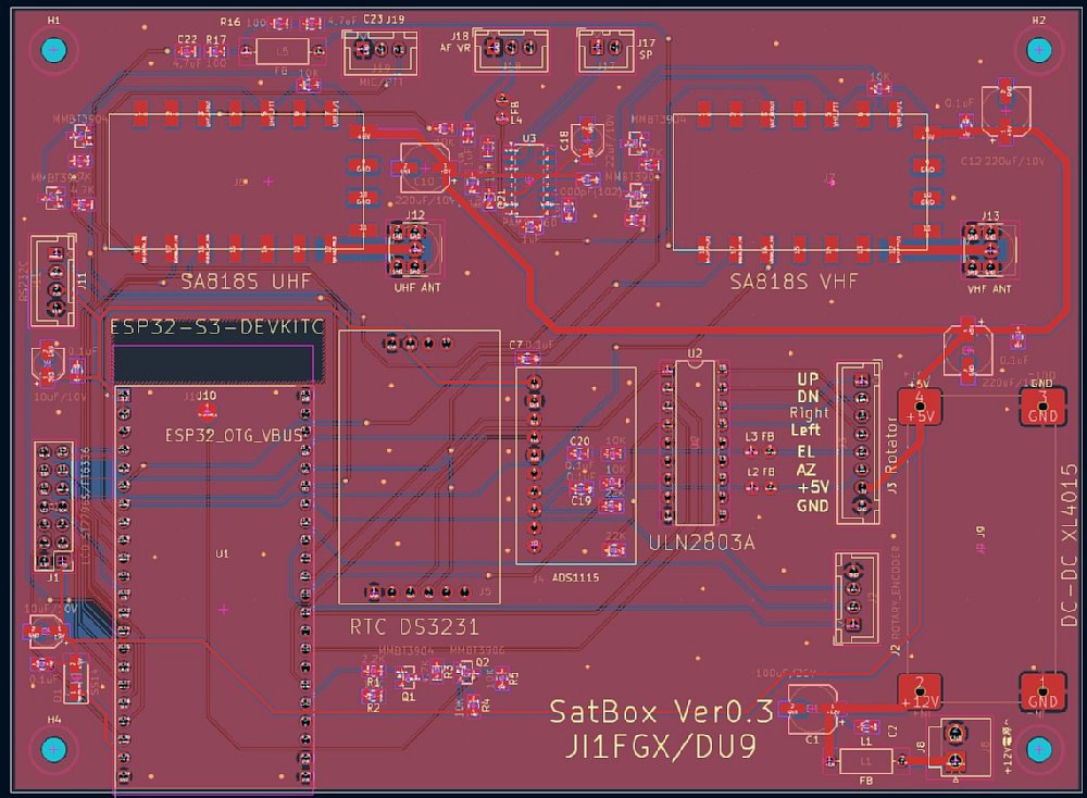 KiCadのPCBエディターで作成した基板レイアウト。